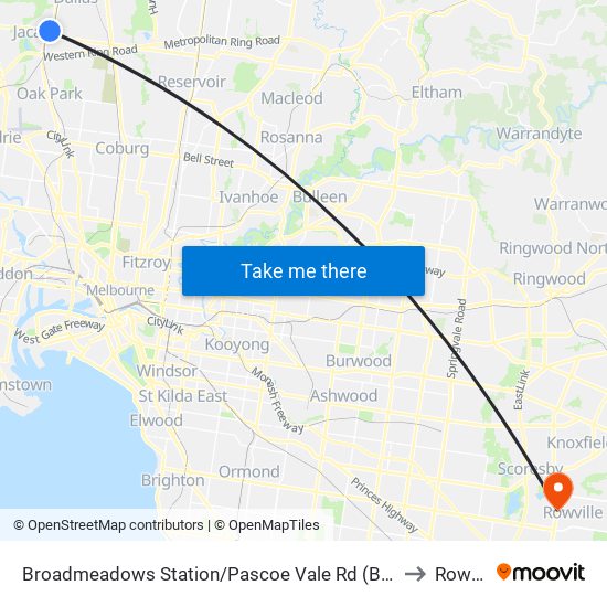Broadmeadows Station/Pascoe Vale Rd (Broadmeadows) to Rowville map