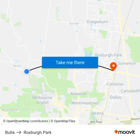 Bulla to Roxburgh Park map