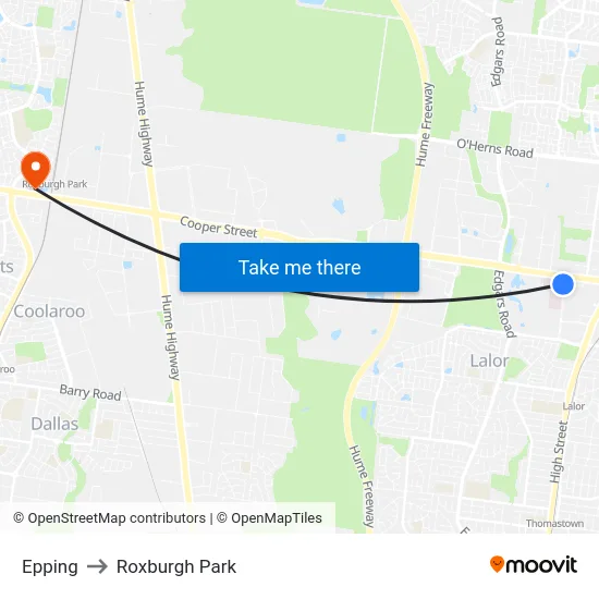 Epping to Roxburgh Park map