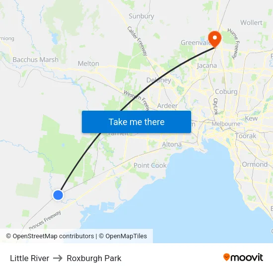 Little River to Roxburgh Park map