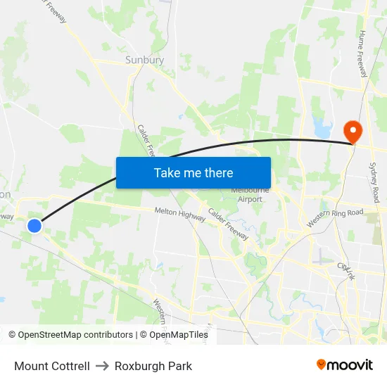 Mount Cottrell to Roxburgh Park map