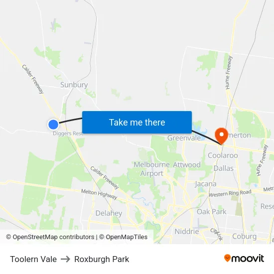 Toolern Vale to Roxburgh Park map