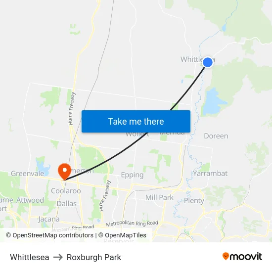 Whittlesea to Roxburgh Park map