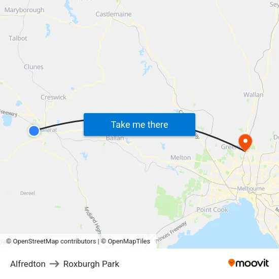 Alfredton to Roxburgh Park map