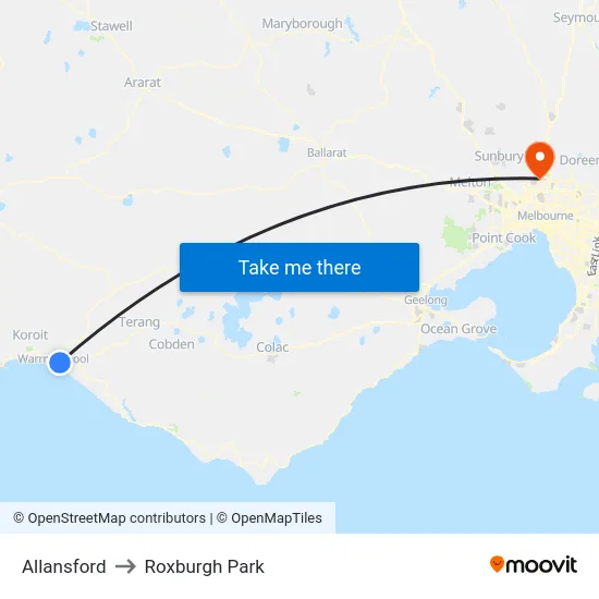 Allansford to Roxburgh Park map