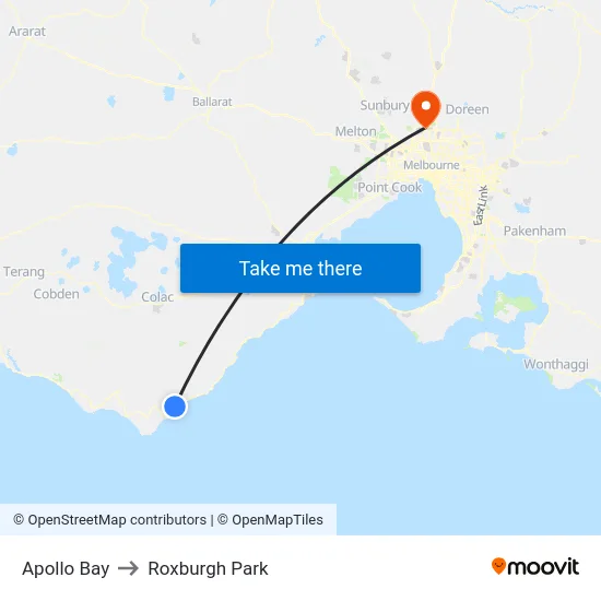 Apollo Bay to Roxburgh Park map