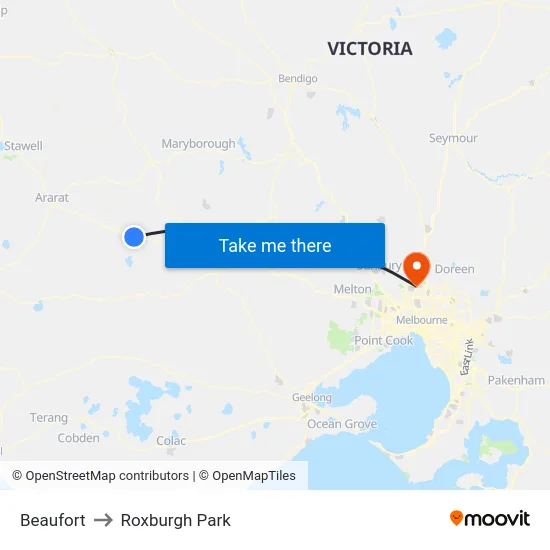 Beaufort to Roxburgh Park map