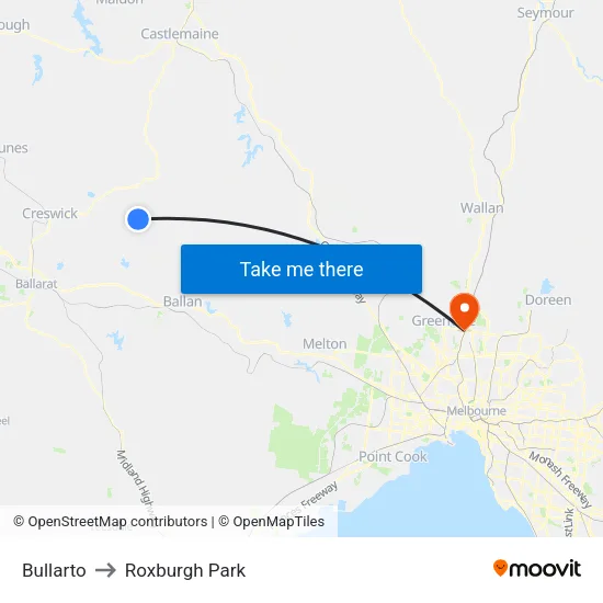 Bullarto to Roxburgh Park map