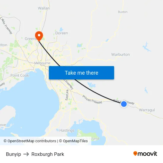 Bunyip to Roxburgh Park map