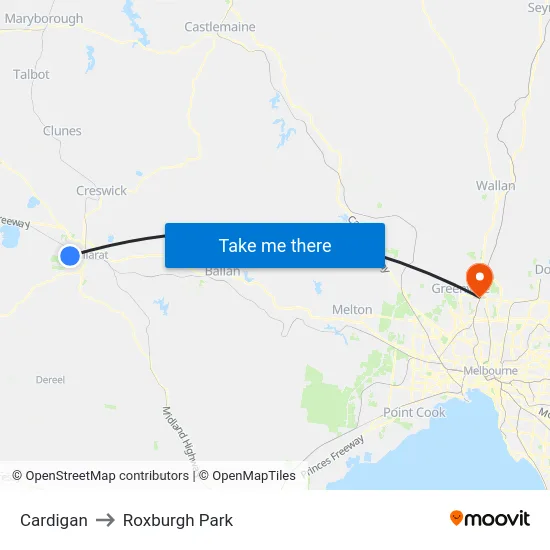 Cardigan to Roxburgh Park map