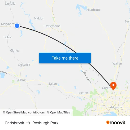 Carisbrook to Roxburgh Park map