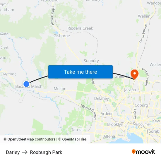 Darley to Roxburgh Park map