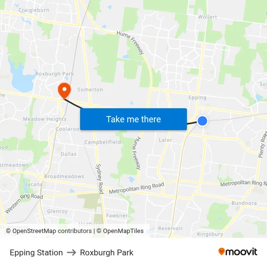 Epping Station to Roxburgh Park map