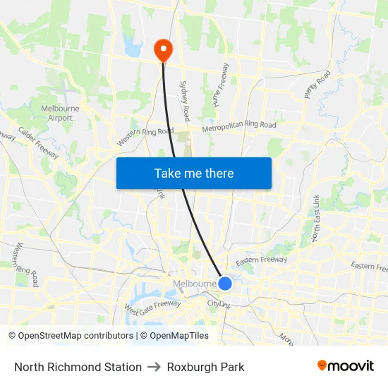 North Richmond Station to Roxburgh Park map