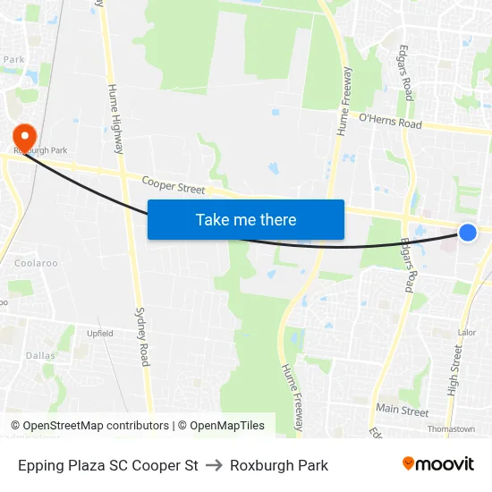 Epping Plaza SC Cooper St to Roxburgh Park map