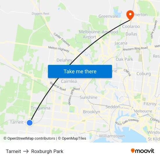 Tarneit to Roxburgh Park map