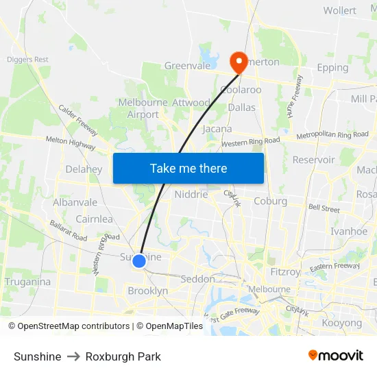 Sunshine to Roxburgh Park map