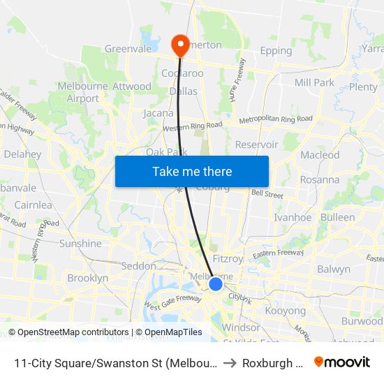 11-City Square/Swanston St (Melbourne City) to Roxburgh Park map