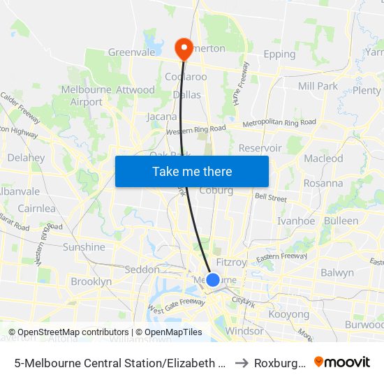 5-Melbourne Central Station/Elizabeth St (Melbourne City) to Roxburgh Park map