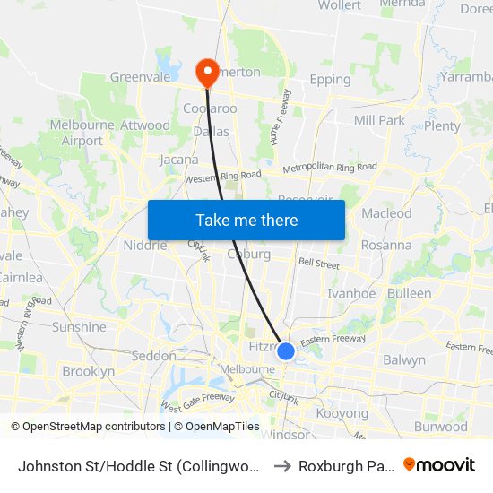 Johnston St/Hoddle St (Collingwood) to Roxburgh Park map