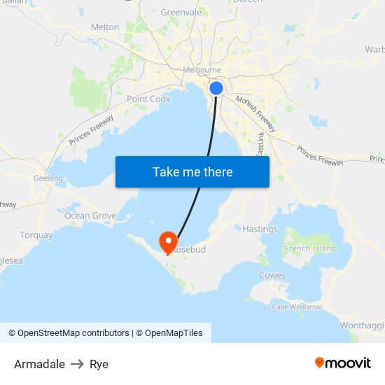 Armadale to Rye map