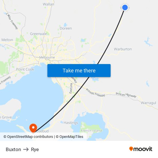 Buxton to Rye map