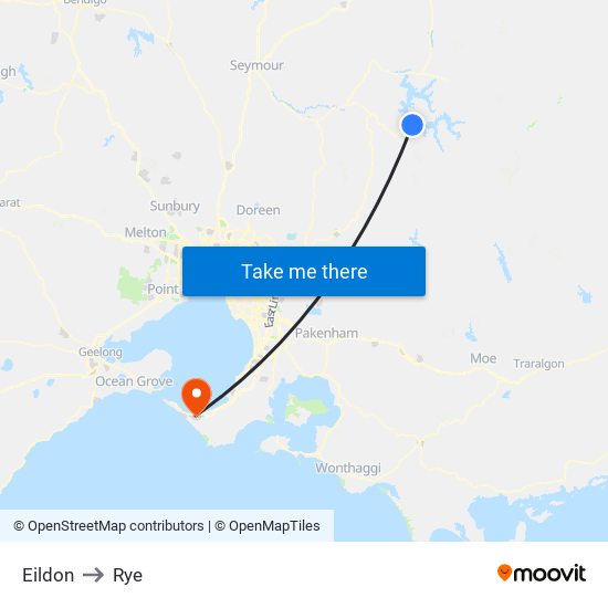 Eildon to Rye map