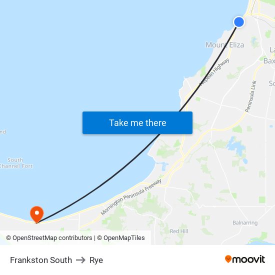 Frankston South to Rye map