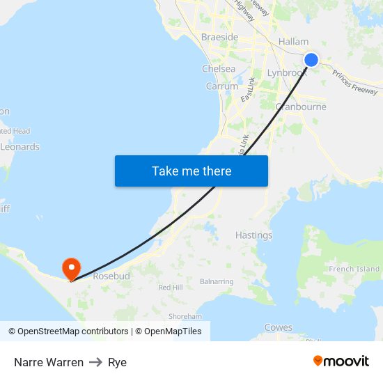 Narre Warren to Rye map