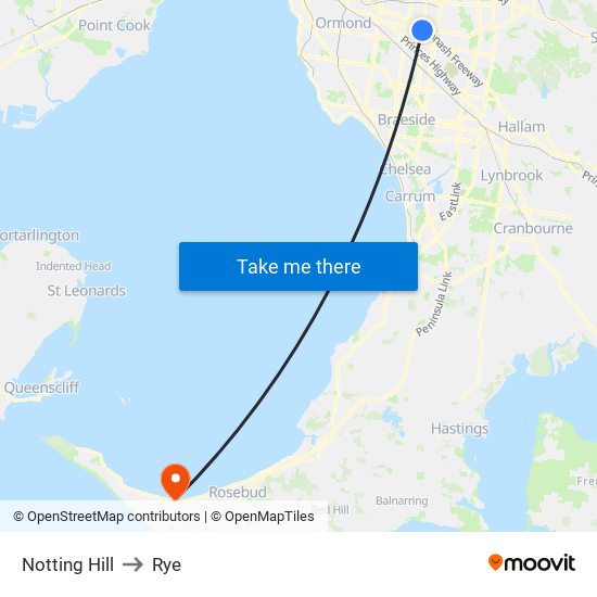 Notting Hill to Rye map