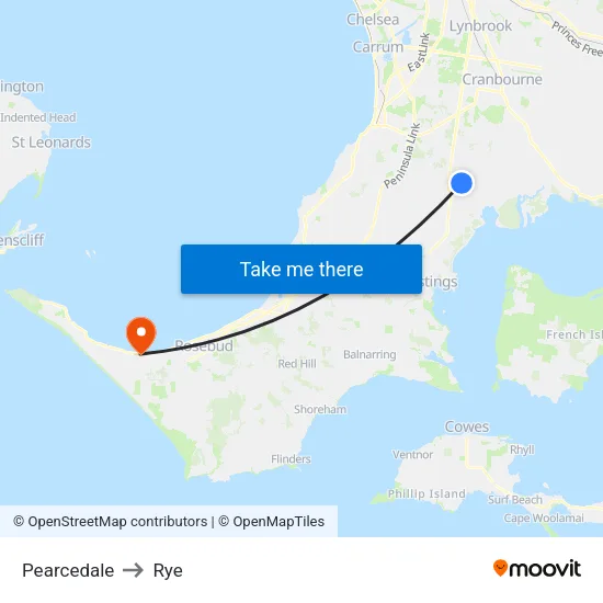 Pearcedale to Rye map