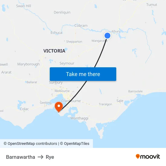 Barnawartha to Rye map