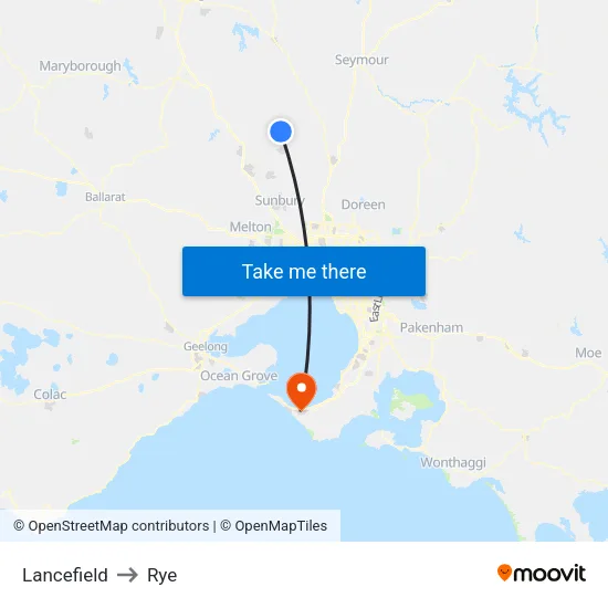 Lancefield to Rye map