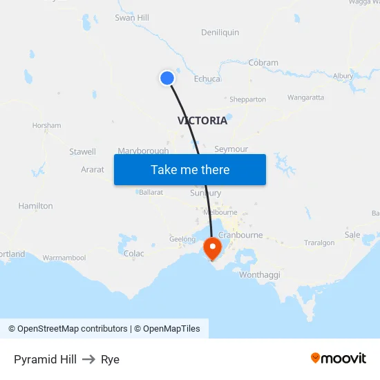 Pyramid Hill to Rye map