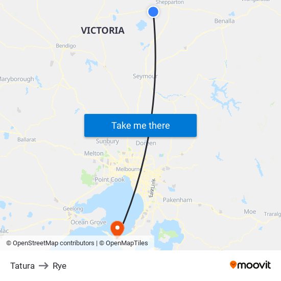 Tatura to Rye map