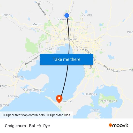 Craigieburn - Bal to Rye map