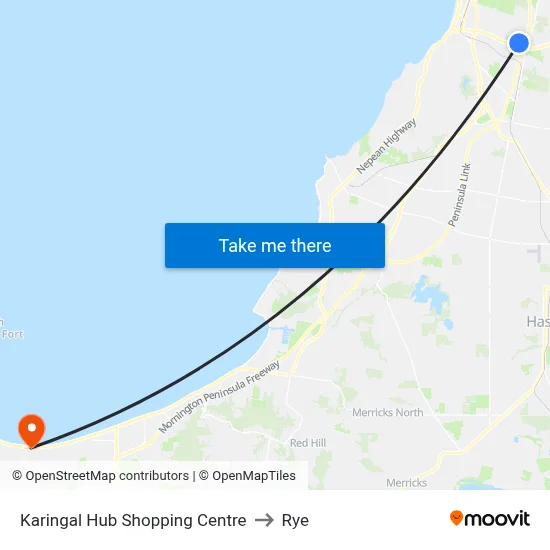 Karingal Hub Shopping Centre to Rye map