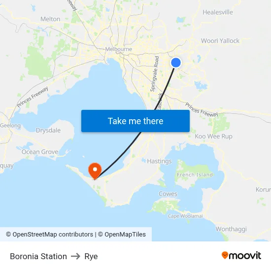 Boronia Station to Rye map