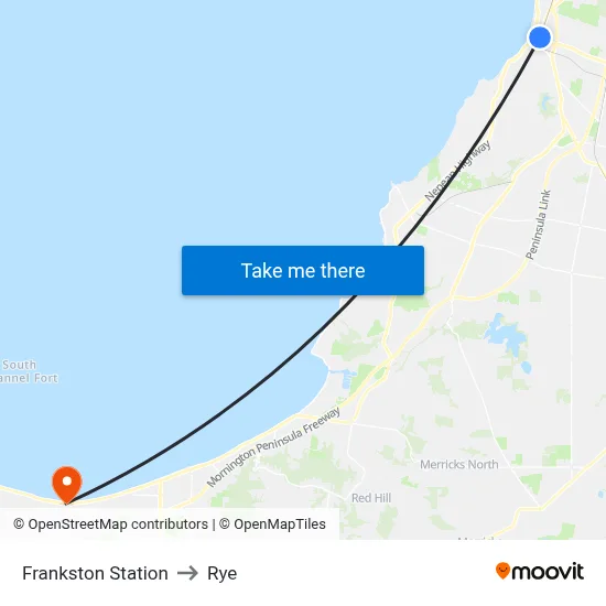 Frankston Station to Rye map