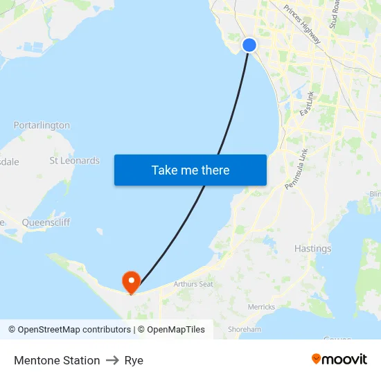 Mentone Station to Rye map