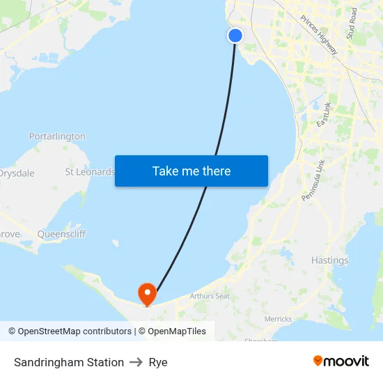 Sandringham Station to Rye map