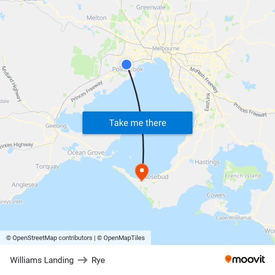 Williams Landing to Rye map