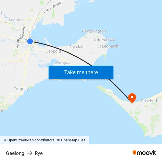 Geelong to Rye map