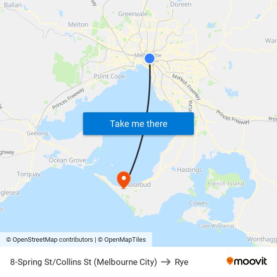 8-Spring St/Collins St (Melbourne City) to Rye map