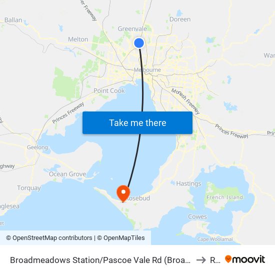 Broadmeadows Station/Pascoe Vale Rd (Broadmeadows) to Rye map