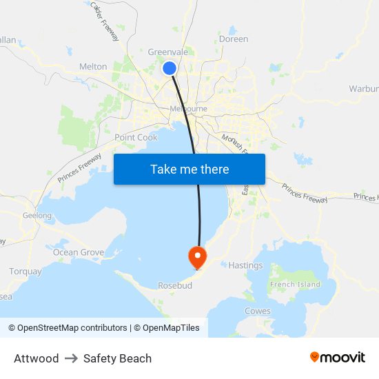 Attwood to Safety Beach map