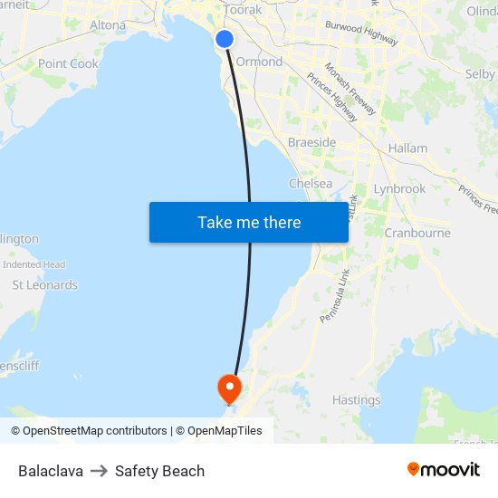 Balaclava to Safety Beach map