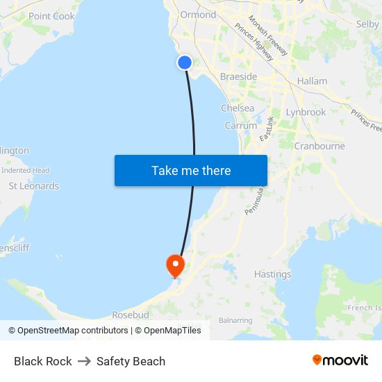 Black Rock to Safety Beach map