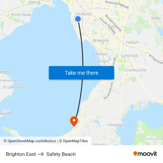 Brighton East to Safety Beach map