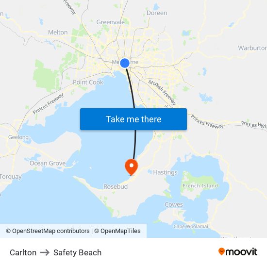 Carlton to Safety Beach map